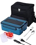 Rhudaky Electric Lunch Box (60 oz & 80W) Food Heater, 3 in 1 Heated Lunch Boxes for Adults,Portable