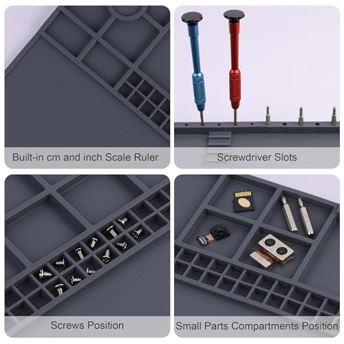 Image of Premium Heat Resistant 932F 22 inchx 14.2 inch Magnetic Silicone Soldering Mat Electronics Repair Mat for Cell Phone Computer Laptop Repair