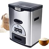 CNCEST Stainless Steel Rice Dispenser 25 Pounds,Household Auto Rice Dispenser Rice Storage Container
