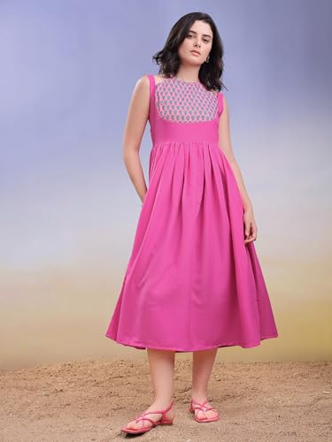 Image of PURVAJA Women's Midi Cotton Blend Dress (Floe-246-250)
