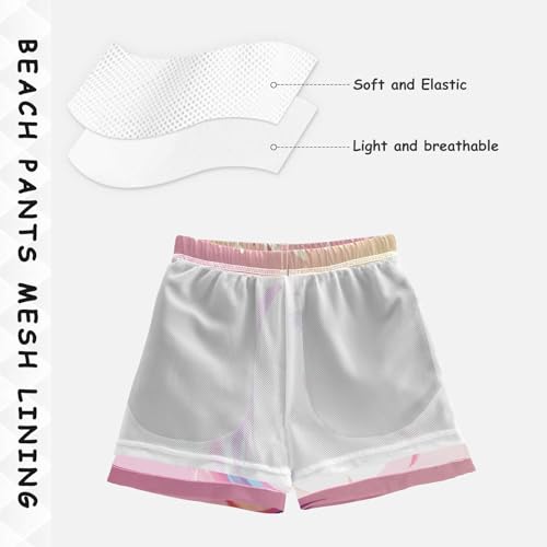 Pigsaly Boys' Swim Board Shorts Unicorn Pink Flowers Leaves Boy's Swim Trunks Kids Swimwear M4