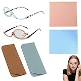 Magnifying Flip‑Lens Makeup and Reading Eyewear Set 2.5X Magnification 2 Pack with Blue Trim and Light Brown Trim Frames Compact for Makeup Application and Close‑Up Tasks with Carrying Pouches