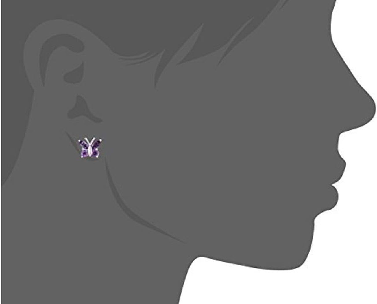 1 Pair Authentic Sterling Silver Stud Earrings Cubic Zirconia Diamond Gemstone Butterfly Flower Hypoallergenic Nickel Free Tarnish Resistant Women Jewelry