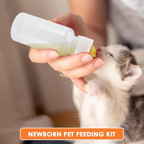 Rseuphiee Aufzuchtflasche, Haustier Fütterung Silikon Nippel, katzenmilch Aufzuchtflasche für undewelpen Kitten, mit Spritzen, Futterspritzen Kleintiere, für Welpen Hund Katze oder andere Haustiere