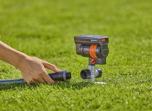 GARDENA 20575 | Up to 2300 sq ft - ZoomMaxx Adjustable Oscillating Sprinkler on Metal Step Spike for Watering Large Area Lawn with US Hose Threads, Yard and Garden. Gardena Quick Connects - Image 3
