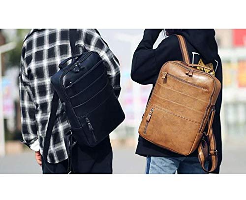 Mochila Couro Masculina Moderna Notebook Impermeável (Preto)