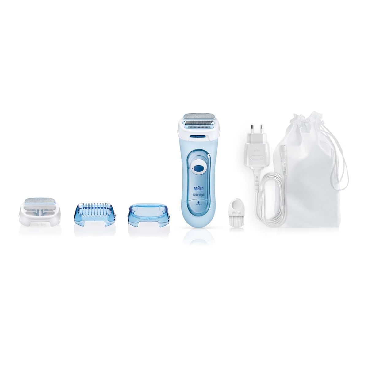 Braun Silk-épil Lady Shaver 5-160, 3-in-1 Wet and Dry Electric Shaver, Trimmer and Exfoliation System with 2 Extras, Blue