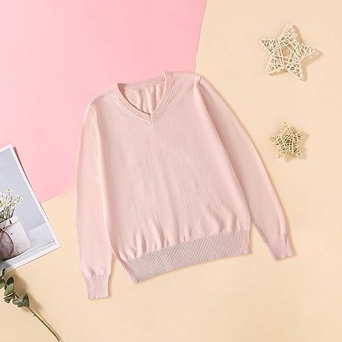 School Girl Boy V Neck Solid Color Sweater Cardigan Long Sleeve Knit Top for 4 to 7 Years Old Tops2