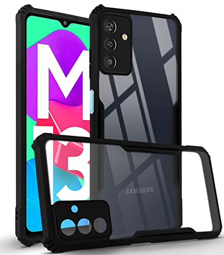 Image of Jkobi Back Cover Case for Samsung Galaxy M13 4G (Crystal Glass Back | Camera Protection | Shockproof Bumpers | Professional Black)