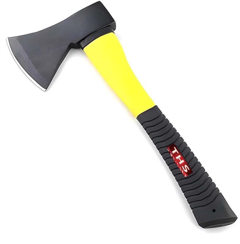 THS Axe PrecisionGrip Woodland Hatchet - Lightweight 600g Axe for Wood Cutting, Camping, and Safety - Fiberglass Body, Rubberized Handle (13 Inches) (600, Grams)-image-48