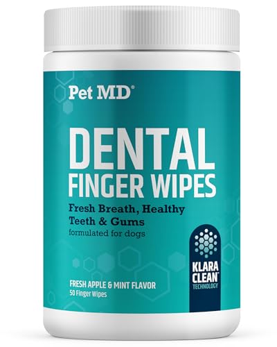 Pet MD Pet Dental Finger Wipes for Dogs - Plaque...