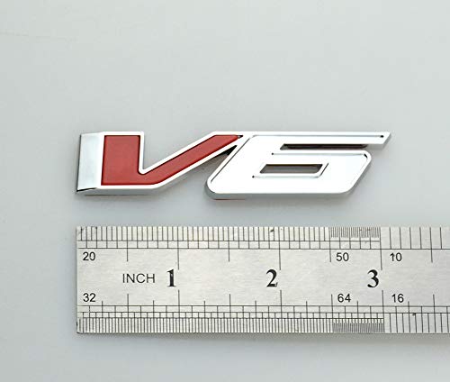 Image of 1pcs V6 Emblem 3D Badge Truck Nameplate Sticker Decal Letter Logo Replacement for 17-21 V6 (Silver Red)