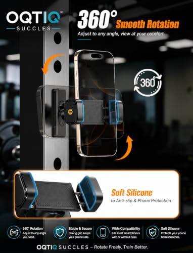 Image of OQTIQ SUCGLES Gym Magnetic Phone Holder, 360 Adjustable Strong Magnetic Mobile Mount, Tripod & Fill Light Compatible, Universal Workout Phone Holder for Gym Equipment, Fitness & All Smartphones