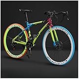 Tonain新登場エアロロードバイク ロードバイククロスバイク シマノクロスバイク 自転車 マウンテンバイク 21/24段変速 Ｖブレーキ 700C 高炭素鋼 レーシングサスペンション 前後ディスクブレーキ 超高炭素鋼フレーム 超軽量 マウンテンバイク 通勤 通学 中学生 高校生 学生 大人 成人 男の子 女の子初心者 (24速,ナイフ40本-[カラフル])