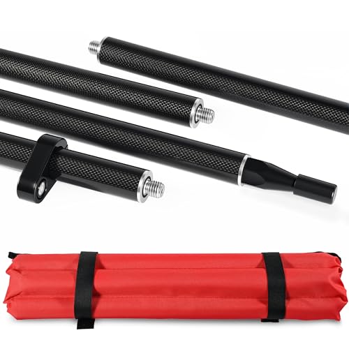 1.8M Carbon Fiber Survey Pole, 4 Section Surveying Prism Pole with Level Bubble & Soft Bag, 4 Poles Land Surveying Equipment