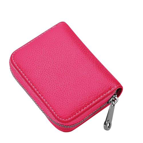 Multi-Card Organizer Wallet, 18 Card Slots + 2 Coin Pockets, PU & Oxford Fabric, Slim ID Driver's License Holder, Fashion Casual Card Case Wallet (Rose red)