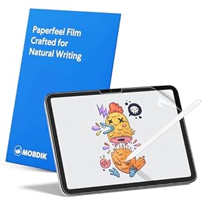 MOBDIK Pack de 2 protectores de pantalla Paperfeel compatibles con iPad A16 11ª / 10ª generación (2025/2022) y iPad Air 11 M3 2025 / M2 2024, diseñados para escritura natural, menor reflexión, fácil