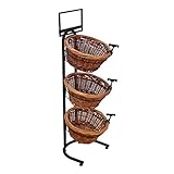 3-Tier 3 Round Willow Basket Display with Sign Frame and Sign Clips