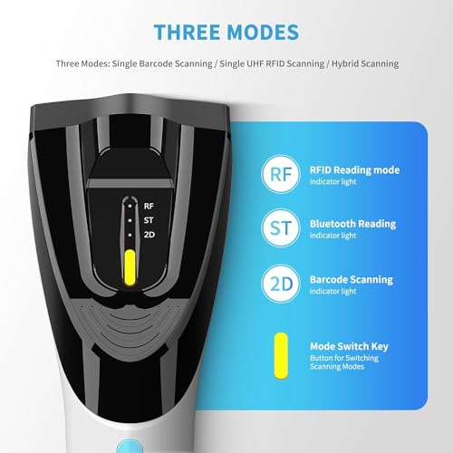 NETUM Wireless Hybrid RFID 2D-Barcode-Scanner, UHF-RFID-Tags-Leser und 1D/2D-QR-Barcode-Scan, Verbindung über Bluetooth für das Retail Hospitality System DS-8500