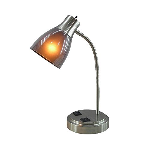 Normande Lighting GP3-796 13W CFL Desk Lamp with Two Electrical Outlets on the Base Mount