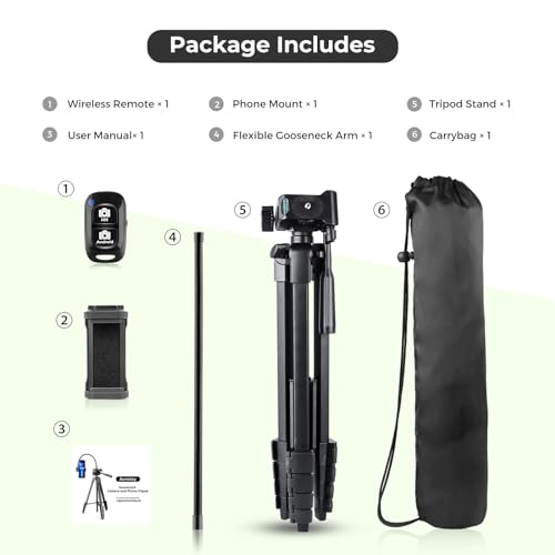 Image of Aureday Phone Tripod, 82 inch Tripod for iPhone with Flexible Gooseneck, Wireless Remote and Phone Holder, Extendable Cell Phone&Camera Tripod Stand for Selfies /Video Recording /Live Streaming /Vlogging