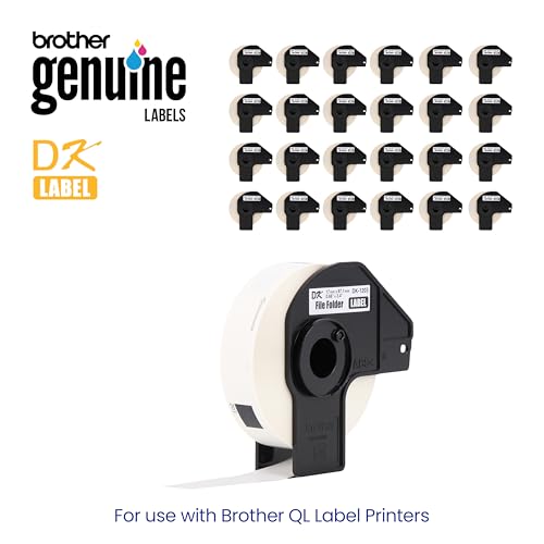 Image of Brother Genuine DK-120324PK Die-Cut File Folder Labels, 0.66 inch x 3.4 inch, Long Lasting Reliability, 300 Labels Per Roll, 24 Rolls per Box, White (DK120324PK), for use with select Brother QL Label Printers