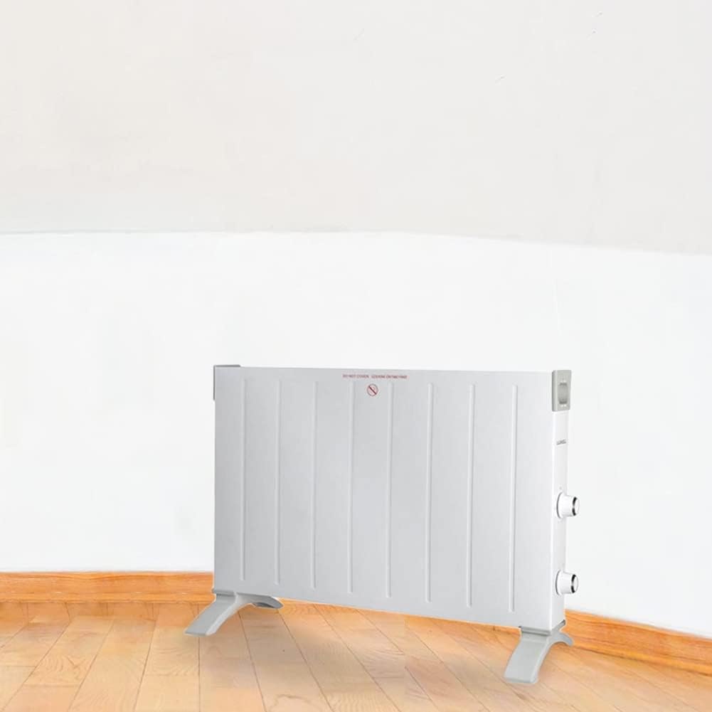 BAKAJI Convector Heater placed freestanding on a wooden floor against a white wall.