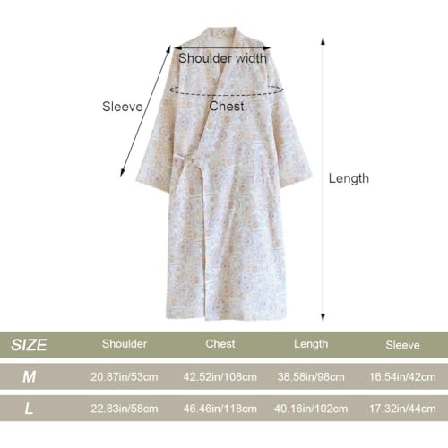 Kimono japonés para mujer de algodón, yukata cómoda para spa y pijama largo de baño 4