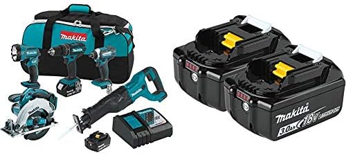 Makita XT505 18V LXT Lithium-Ion Cordless 5-Pc. Combo Kit (3.0Ah) & BL1830B-2 18V LXT Lithium-Ion 3.0Ah Battery