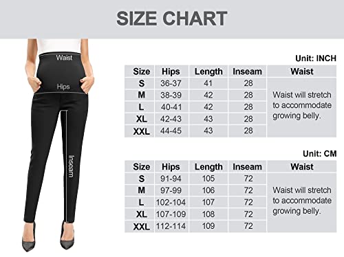 Fitglam Women's Maternity Pants For Work Pregnancy Pants Office Over The Belly Stretch Skinny Leg Pants With Pockets Black #TOP5