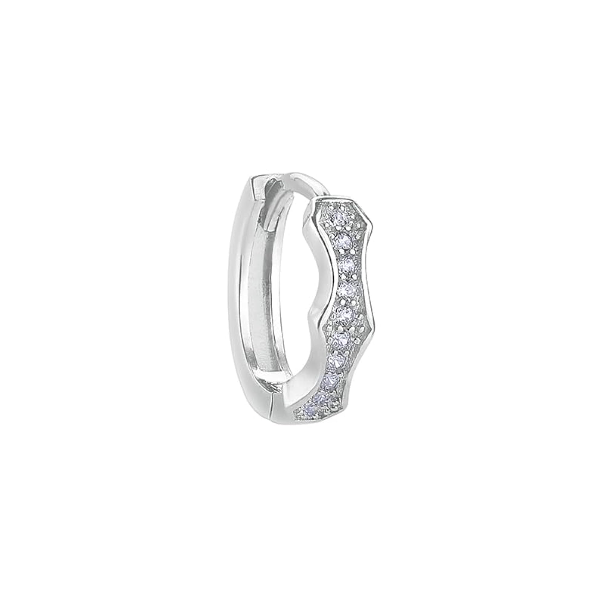 Silver Plated Cubic Zirconia Studded Wide Band Earring
