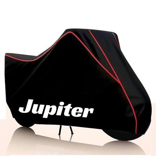 Image of Kayme Jupiter Water Resistance Bike Cover Heavy Duty Premium Taffeta Motorcycle Cover | UV Protection, Dustproof, All Weather, Scratchproof, Two Wheeler Body Cover with Elastic Bottom (Black Red)
