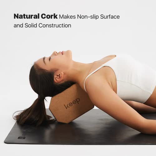 Keep Cork Yoga Block-Resilient Solid Natural Cork,Non-Slip And Comfortable Ergonomic Design Edges Prefect For Yoga Practice, Strength, Extending(Set Of 1)… #TOP3