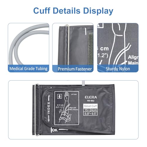 Image of ELERA Pediatric Blood Pressure Cuff for Kids & Women - Small Child BP Cuff (5.9-9.5 Inch Arm Circumference), Compatible with Most Monitors - Replacement Cuff with 6 Connectors