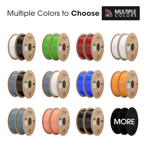 Image of eSUN PLA Basic Filament 1.75mm, 3D Printer Filament High Speed PLA for Fast Printing, 1KG per Spool, 2 Spools High Speed 3D Printing Filament, Fire Engine Red + Black