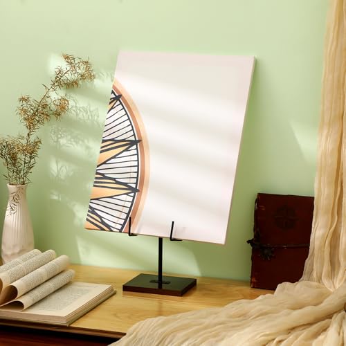 RattanView Picture Stands for Display Metal Frame Wooden Base Plate Holder for Display Wooden Base Black Picture Frame Easel Stand for Home Office Tabletop Book Platter Photo Plaque Holder by RattanView - Image 3