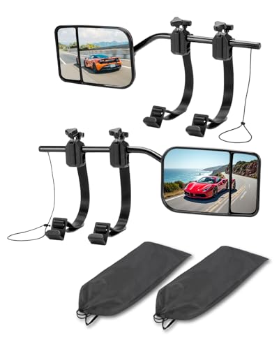 OlaVeg Side Mirror Extensions for Towing, Clip on Towing Mirrors Extensions Dual View Convex Tow Mirrors 360°Adjustable Rotation for Car Truck Trailer RV SUV, 2 Pack