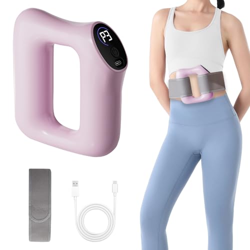 ACAREY Multifunktionaler Ganzkörper Faszienring, 8 Geschwindigkeiten Silent Vibration Faszienring Silikon mit Verstellbarem Gurt, USB-Aufladung Faszien-Massagegerät, für Rücken,Taille (Rosa)