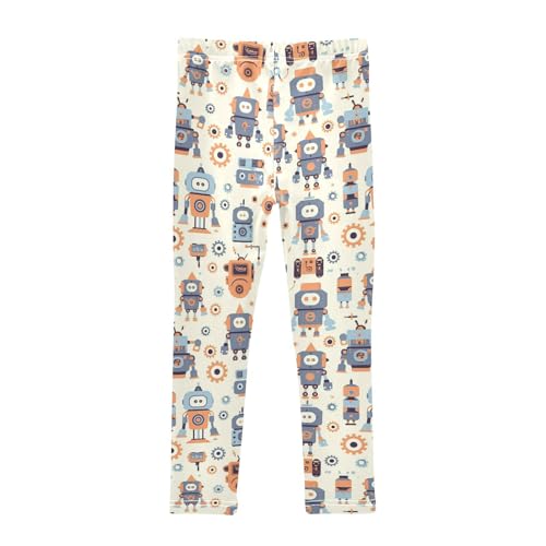 Cute Robots Gears Girls' Leggings Toddler Doodles Kids Yoga Pants Dance Active Tights 4T2