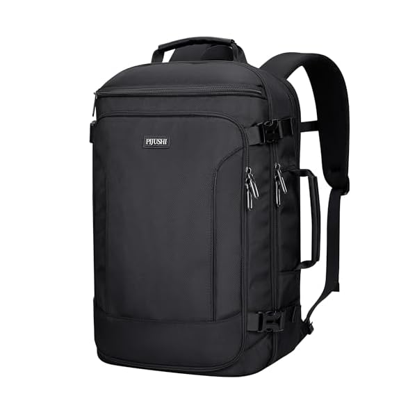 PIJUSHI Travel Laptop Backpack 35L Carry on Backpack for Women Men Flight Approved Business Daypack with USB Charging Port for Work Travel(PE067 Black)