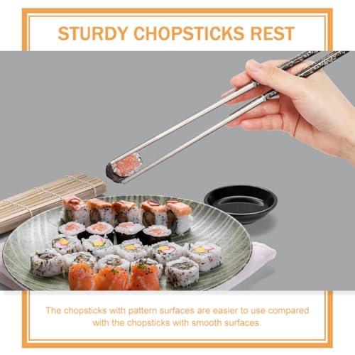 Palillos de acero inoxidable reutilizables con soporte para mesa de casa 4
