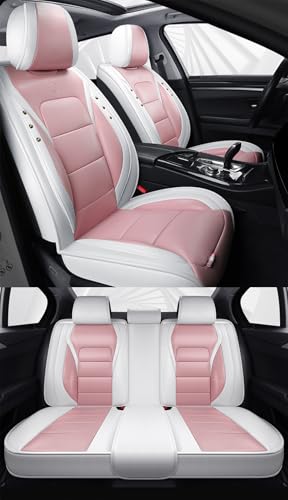 Fesima 車 シートカバー に適し トヨタ アルファード / ヴェルファイア クラウン ライズ RAV4 対応 アクセサリー 防水 取付簡単 ピンク×ホワイト