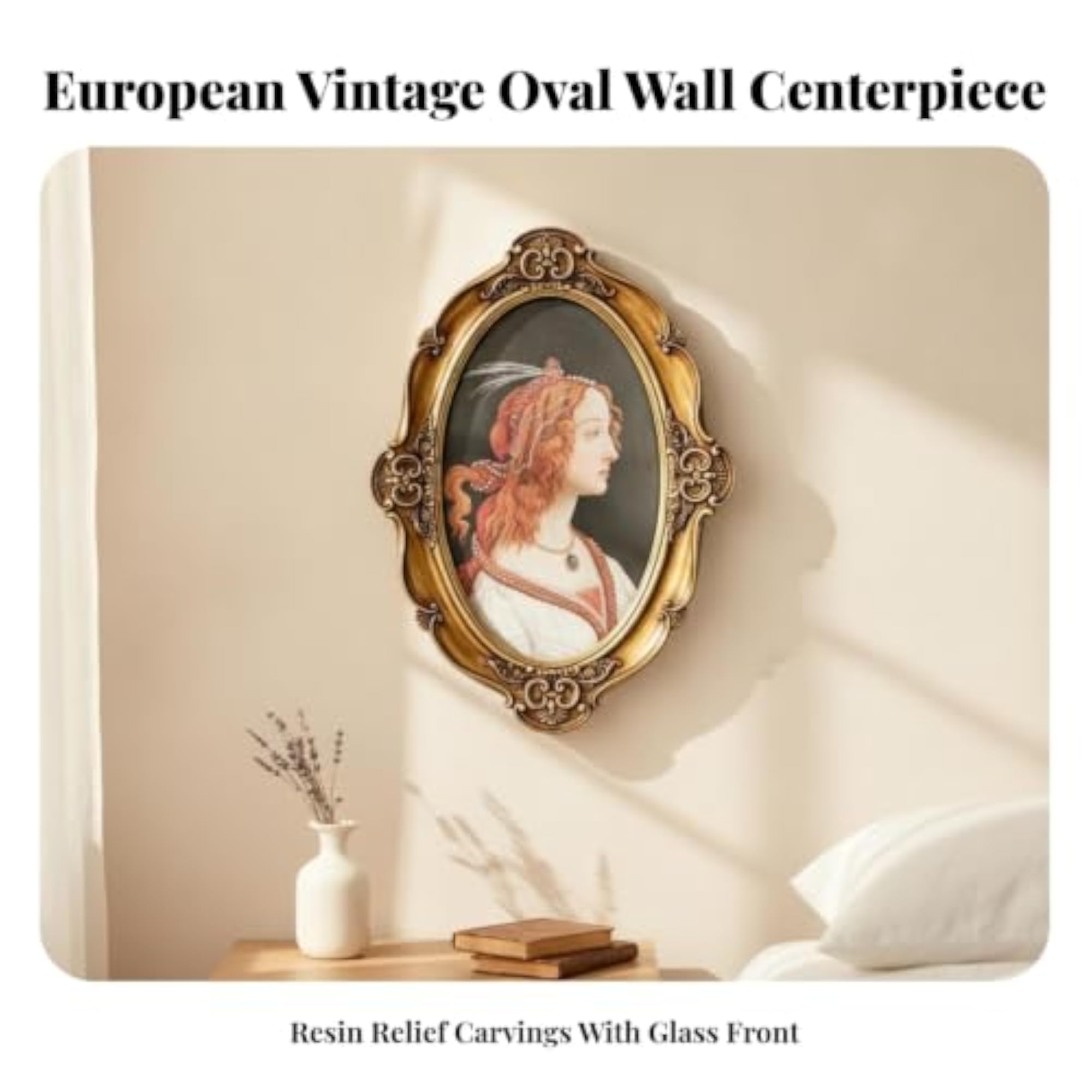 Decorative Oval Photo Frame with Glass