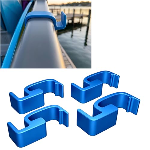 ryeiegjs Boat Fender Hook Compatible with Sea-Doo Switch, Pontoon Fender Holder with Curved Frame Fit and Reinforced Support Bar for Docking and Marine Side Rail Mounting 4PC