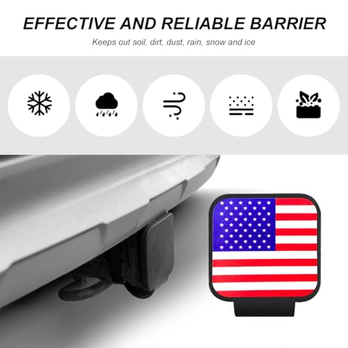 JNXIJ Trailer Hitch Cover, Dust-Proof Plug Square Mouth Receiver Tube Insert, Heavy Duty Silicone Plug Cap Exterior Accessories for Most Vehicle Hitch Receivers (Flag with Buckle) - Thumbnail 6