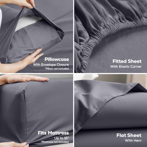 Utopia Bedding Queen Bed Sheets Set - 4 Piece Bedding - Brushed Microfiber 100% Polyester - Shrinkage and Fade Resistant - Easy Care (Queen, Grey) - View 6