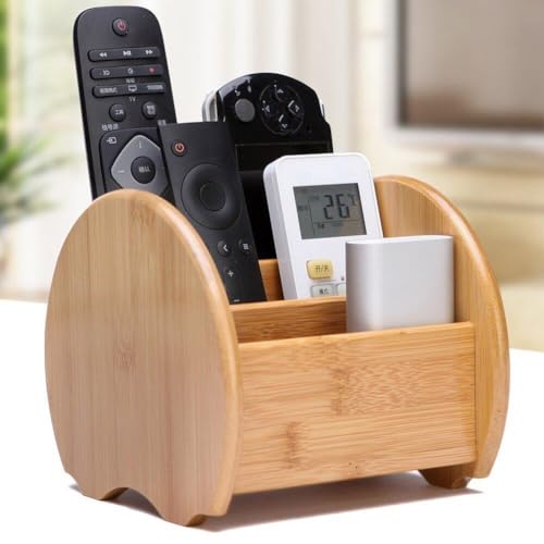 Support de télécommande en bambou pour salon, boîte de rangement bureau et table basse - 5