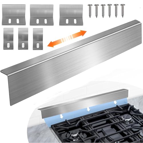 15.7' - 30' Stove Gap Filler,Slide-in Range Rear Filler Kit-Stainless Steel Backsplash for Stove,Range Gap Filler,Stove Trim Kit with Most Brands Between Stove and Backsplash,Oven Gap Filler(Silver)