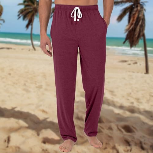 Mens Pajama Pants Soft Comfy Drawstring Waist Sleep Lounge Pants with Pockets Loose Cotton Pajama Bottoms Sleepwear3
