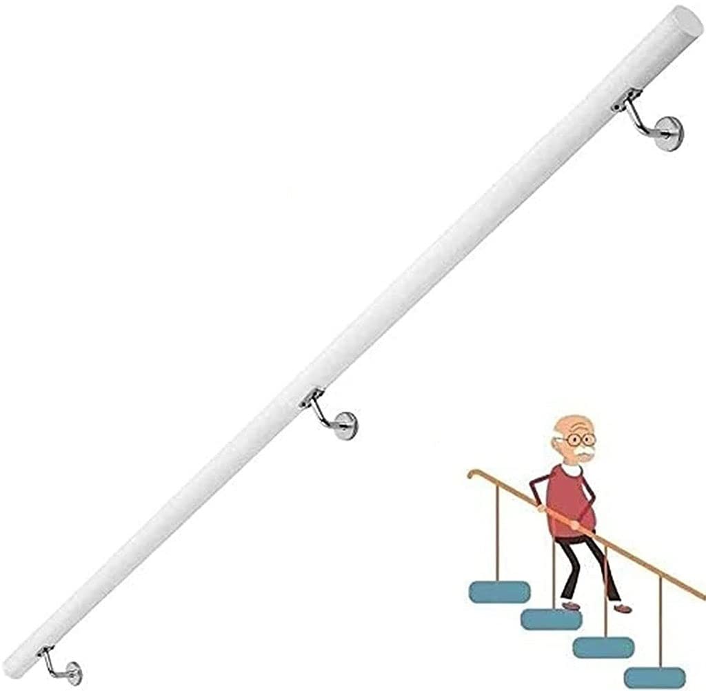 LWJSOCP Stair Handrails 1ft-20ft, White Handrail Wooden, Corridor Non- Slip Stair Railings Support Rod, Loft Villa Indoor and Outdoor Wall Stair Grab Bar Hand Rail- Complete Kit (Size : 13ft)